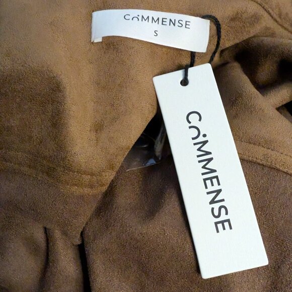 NWT Commense Collared Button-Front Faux Suede Blazer in Camel Size Small - Picture 10 of 10